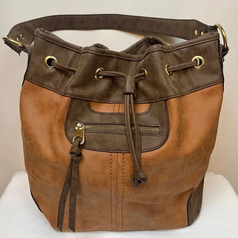 Large Brown Shoulder Bag with Shoulder Strap.